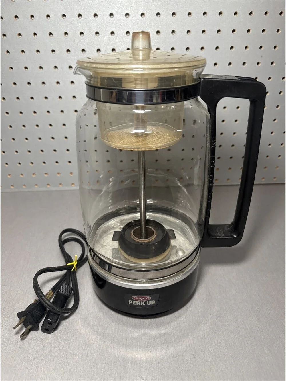 Vintage Dazey PERK-UP Electric Percolator Model DPK-10 Black Tested Works